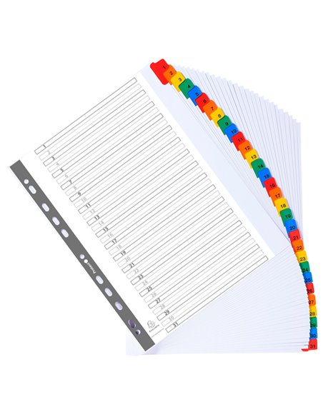 SEPARATORE Numerico 1-31/A4 Maxi in CARTONCINO 160gr Exacompta 4131E EXACOMPTA DIVISORI-SEPARATORI CON TASTI STAMPATI