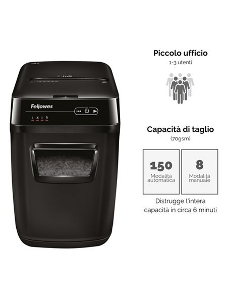 DISTRUGGIDOCUMENTI A FRAMMENTI Automax 150C FELLOWES 4680101 FELLOWES A FRAMMENTI E MICROFRAMMENTI