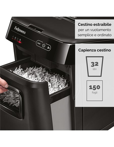 DISTRUGGIDOCUMENTI A FRAMMENTI Automax 150C FELLOWES 4680101 FELLOWES A FRAMMENTI E MICROFRAMMENTI