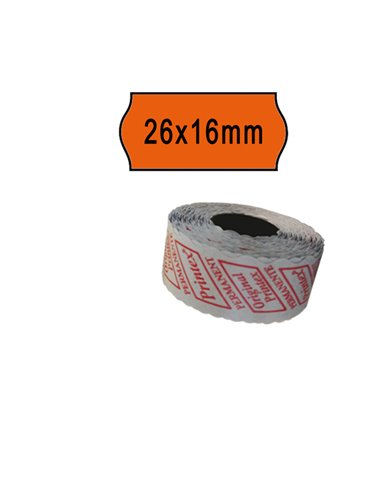 PACK 10 ROTOLI 1000 ETICH. 26x16mm ONDA ARANCIO PERM. Printex 2616SFP7AR PRINTEX PREZZATRICI-CONSUMABILI