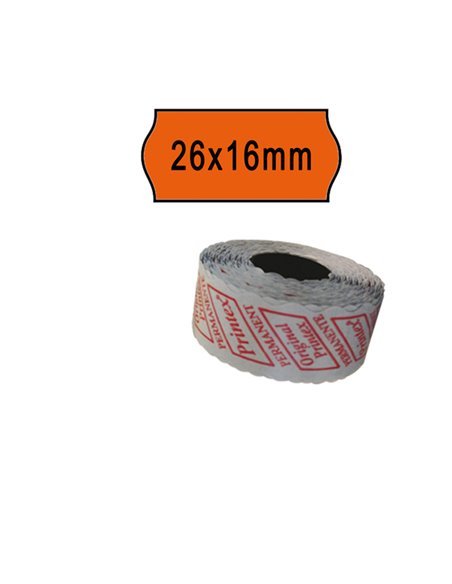 PACK 10 ROTOLI 1000 ETICH. 26x16mm ONDA ARANCIO PERM. Printex 2616SFP7AR PRINTEX PREZZATRICI-CONSUMABILI