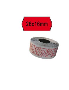 PACK 10 ROTOLI 1000 ETICH. 26x16mm ONDA ROSSO PERM. Printex 2616SFP7RS PRINTEX PREZZATRICI-CONSUMABILI