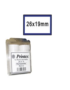 PACK 10 ROTOLI 600 ETICH. 26x19mm BIANCO PERM. CORNICE BLU Printex B10/2619BPSTBB PRINTEX PREZZATRICI-CONSUMABILI