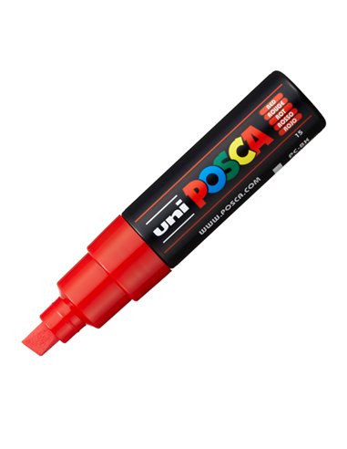 Marcatore UNI POSCA PC8K p.scalpello 8mm rosso UNI MITSUBISHI M PC8K R