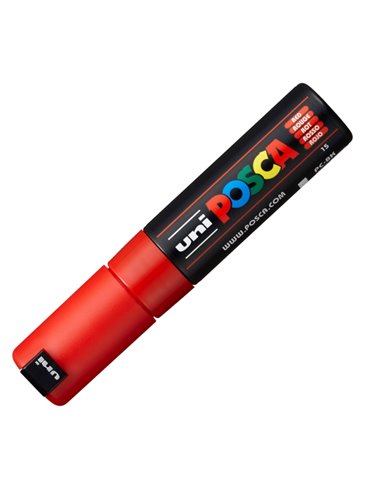 Marcatore UNI POSCA PC8K p.scalpello 8mm rosso UNI MITSUBISHI M PC8K R