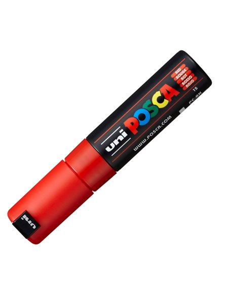 Marcatore UNI POSCA PC8K p.scalpello 8mm rosso UNI MITSUBISHI M PC8K R