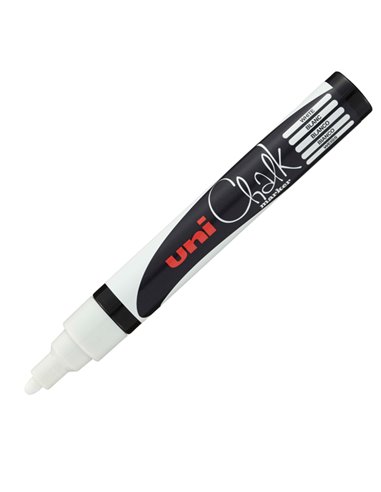 Marcatore a gesso liquido UNI CHALK p.tonda bianco UNI MITSUBISHI M PWE5M BI