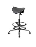 SEDIA TECNICA A SELLA E19W NERA in PU con POGGIAPIEDI EOE19W-N
