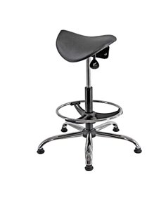 SEDIA TECNICA A SELLA E19W NERA in PU con POGGIAPIEDI EOE19W-N Unisit SEDUTE TECNICHE E SGABELLI