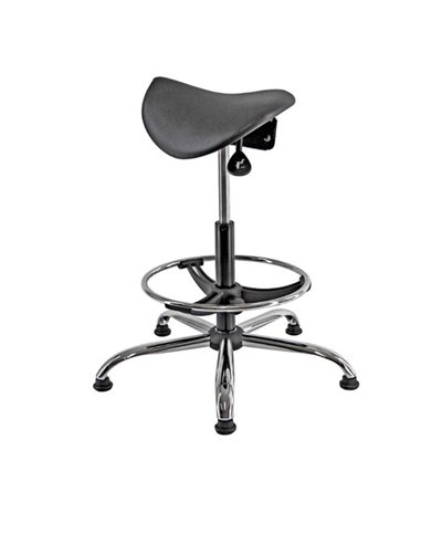 SEDIA TECNICA A SELLA E19W NERA in PU con POGGIAPIEDI EOE19W-N Unisit SEDUTE TECNICHE E SGABELLI