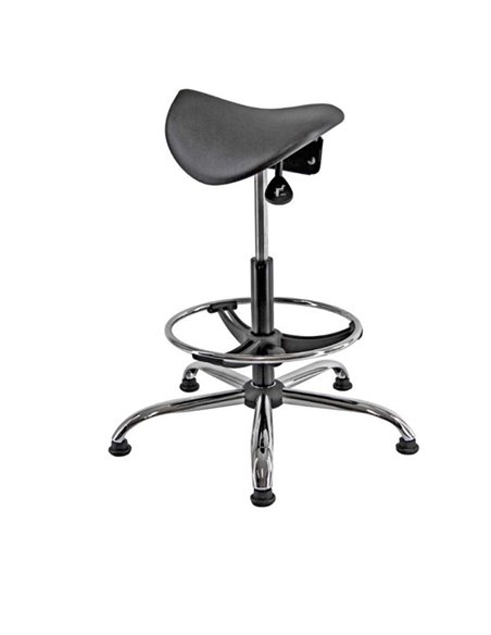 SEDIA TECNICA A SELLA E19W NERA in PU con POGGIAPIEDI EOE19W-N Unisit SEDUTE TECNICHE E SGABELLI