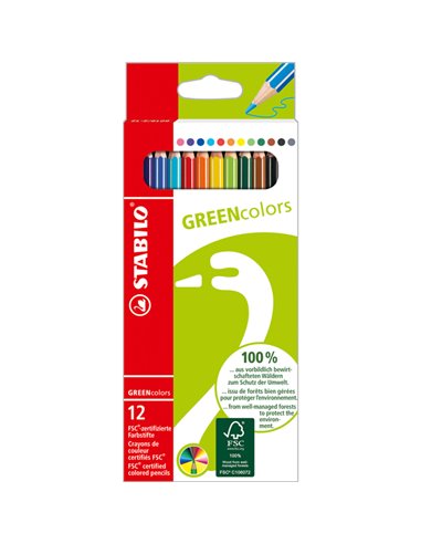 ASTUCCIO 12 PASTELLI GREEN COLOURS STABILO 6019/2-121