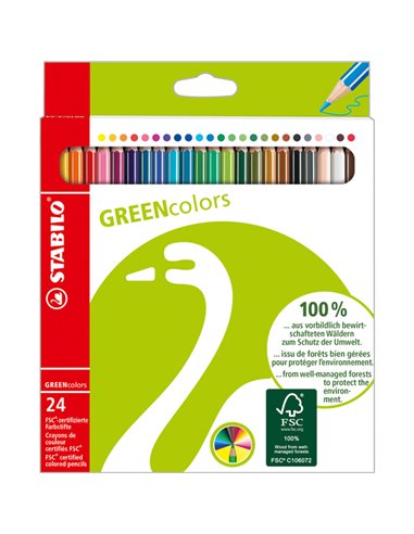ASTUCCIO 24 PASTELLI GREEN COLOURS STABILO 6019/2-24.