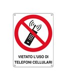 CARTELLO ALLUMINIO 16,6x23,3cm 'VIETATO L'USO DI TELEFONI CELLULARI' E623801W