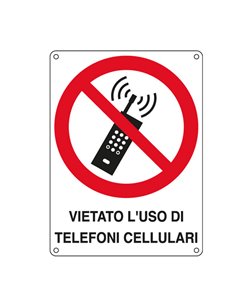 CARTELLO ALLUMINIO 16,6x23,3cm 'VIETATO L'USO DI TELEFONI CELLULARI' E623801W CARTELLI SEGNALATORI CARTELLI INFORMATIVI