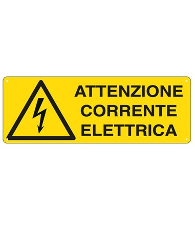 CARTELLO ALLUMINIO 35x12,5cm 'ATTENZIONE CORRENTE ELETTRICA' E1743K CARTELLI SEGNALATORI CARTELLI INFORMATIVI