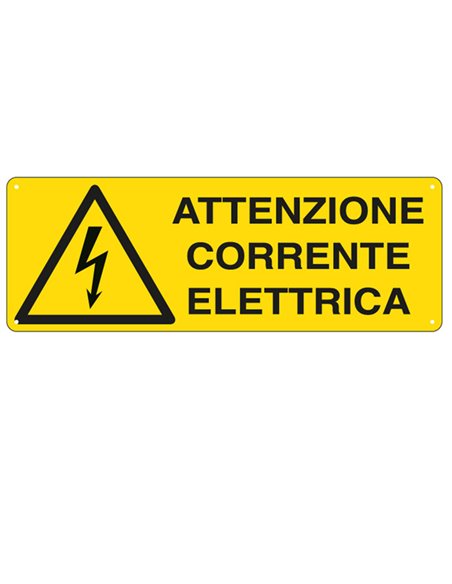 CARTELLO ALLUMINIO 35x12,5cm 'ATTENZIONE CORRENTE ELETTRICA' E1743K CARTELLI SEGNALATORI CARTELLI INFORMATIVI