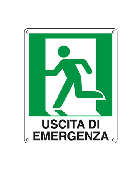CARTELLO ALLUMINIO 25x31cm 'USCITA DI EMERGENZA A SX' E20105X CARTELLI SEGNALATORI CARTELLI INFORMATIVI