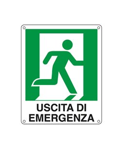CARTELLO ALLUMINIO 25x31cm 'USCITA DI EMERGENZA A DX' E20106X CARTELLI SEGNALATORI CARTELLI INFORMATIVI