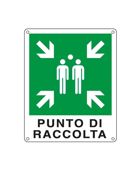 CARTELLO ALLUMINIO 25x31cm 'PUNTO DI RACCOLTA' E20153X CARTELLI SEGNALATORI CARTELLI INFORMATIVI