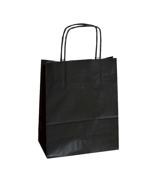 25 SHOPPERS CARTA KRAFT 18x8x24CM TWISTED NERO 072123 Mainetti Bags SHOPPERS E SACCHETTI REGALO