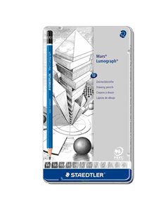 Astuccio metallo 12 matite grafite Mars® Lumograph® 12gradazioni Staedtler 100G12
