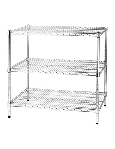SCAFFALE 3 RIPIANI IN ACCIAIO CROMATO 60x90cm - H90cm ARCHIMEDE Kit ROBUSTO 3X609090 SERENA GROUP SCAFFALI