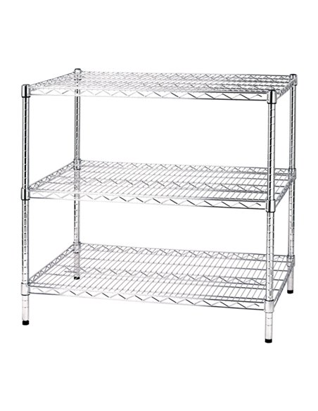 SCAFFALE 3 RIPIANI IN ACCIAIO CROMATO 60x90cm - H90cm ARCHIMEDE Kit ROBUSTO 3X609090 SERENA GROUP SCAFFALI