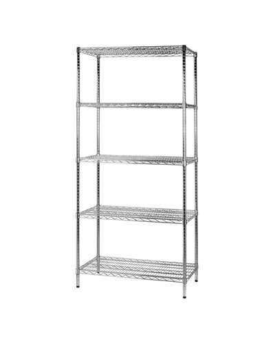 SCAFFALE 5 RIPIANI IN ACCIAIO CROMATO 60x90cm - H200cm ARCHIMEDE Kit ROBUSTO 5X609020