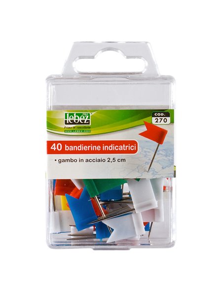 SCATOLA 40 SPILLI A BANDIERINA ASSORTITI ART.270 270