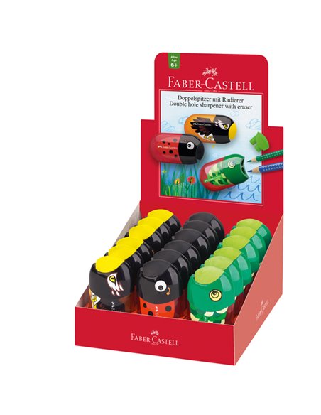 TEMPERAMATITE ANIMALS CON SERBATOIO E GOMMA ASSORTITI 183522 FABER-CASTELL TEMPERAMATITE CON CONTENITORE