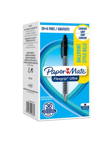 Special pack 30+ 6 penna sfera scatto FLEXGRIP ULTRA 1.0 nero PAPERMATE 1910073 PAPERMATE A SCATTO