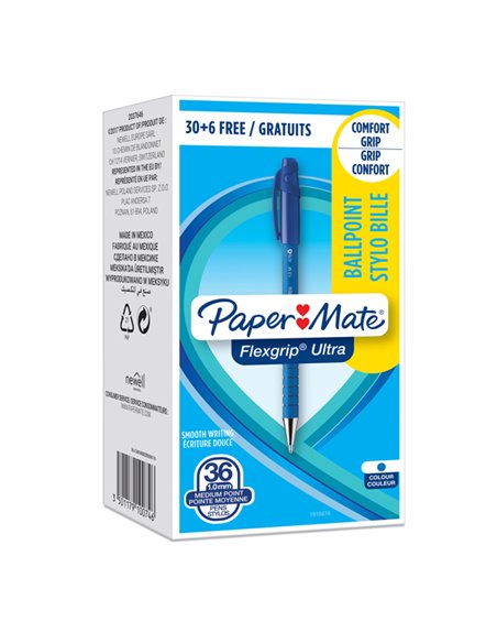 Special pack 30+ 6 penna sfera scatto FLEXGRIP ULTRA 1.0 blu PAPERMATE 1910074 PAPERMATE A SCATTO
