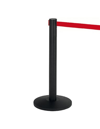 1 COLONNINA SEGNAPERCORSO NERA con nastro 200cm ROSSO ALFA 103341 Medial COLONNINE SEGNAPERCORSO E ACCESSORI