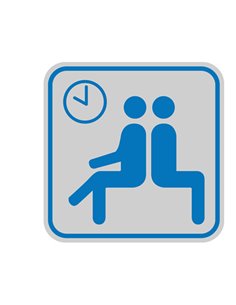 TARGHETTA ADESIVA 82x82mm con PITTOGRAMMA SALA D' ATTESA 9663B