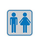 TARGHETTA ADESIVA 82x82mm con PITTOGRAMMA TOILETTE UOMO/DONNA 9644B