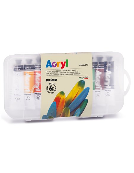 ASTUCCIO 10 COLORI ACRILICO 18ml Primo 405TA10SP
