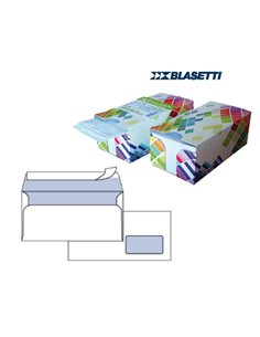 BOX DISPENSER 150 BUSTE BIANCHE 110X230MM 90GR C/FINESTRA con STRIP BLASETTI 0393 BLASETTI BUSTE COMMERCIALI