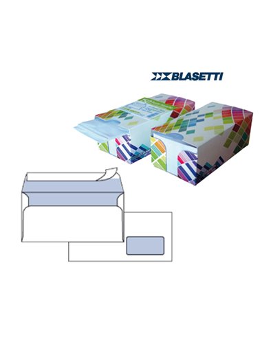 BOX DISPENSER 150 BUSTE BIANCHE 110X230MM 90GR C/FINESTRA con STRIP BLASETTI 0393 BLASETTI BUSTE COMMERCIALI