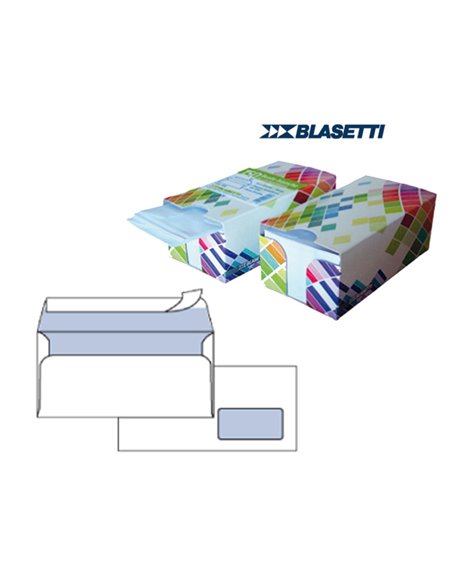 BOX DISPENSER 150 BUSTE BIANCHE 110X230MM 90GR C/FINESTRA con STRIP BLASETTI 0393 BLASETTI BUSTE COMMERCIALI