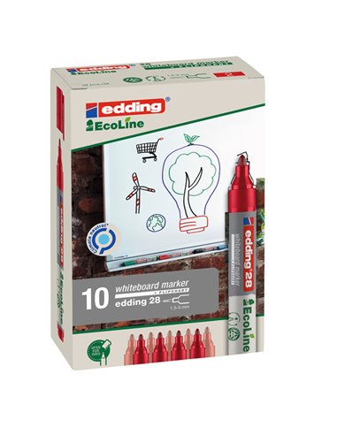 MARCATORE ROSSO PER LAVAGNE BIANCHE EDDING 28 ECOLINE TRATTO 1,5 - 3,00mm E-28002 EDDING PER LAVAGNE CANCELLABILI