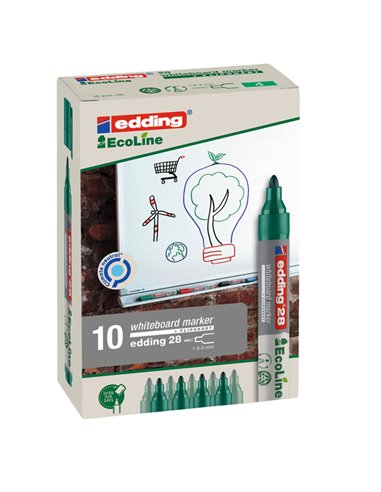 MARCATORE VERDE PER LAVAGNE BIANCHE EDDING 28 ECOLINE TRATTO 1,5 - 3,00mm E-28004 EDDING PER LAVAGNE CANCELLABILI