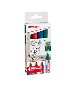 BUSTA 4 MARCATORI PER LAVAGNE BIANCHE EDDING 660 TRATTO 1,5 - 3,00mm COL ASS. 4-660-4 EDDING PER LAVAGNE CANCELLABILI