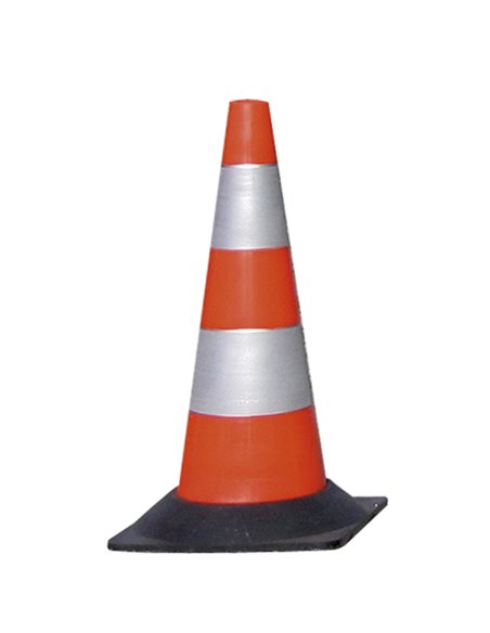 CONO SEGNALETICO RIFRANGENTE H50cm BIANCO/ROSSO CO81R CARTELLI SEGNALATORI SEGNALETICA