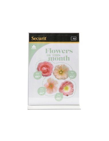DISPLAY PORTAMENU' a T 15x21cm (A5) Securit PFT-ACV-A5 SECURIT PORTADEPLIANT DA TAVOLO