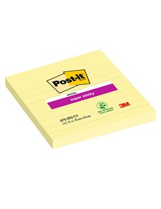 Blocco 70fg. Post-it® Super Sticky Giallo Canary™ 101x101mm a righe 675-SS3CY-EU 7100234641 POST-IT BLOCCHI ADESIVI-DISPENSER