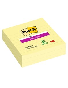 Blocco 70fg. Post-it® Super Sticky Giallo Canary™ 101x101mm a righe 675-SS3CY-EU 7100234641 POST-IT BLOCCHI ADESIVI-DISPENSER 2