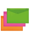 SET 3 BUSTE CON BOTTONE A4-33,5x23,5cm COLORI Fluo Ass. LEBEZ ART.80438 80438