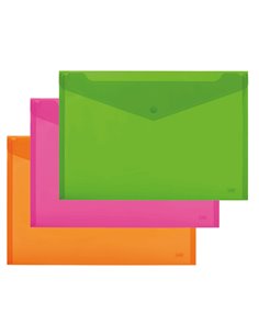 SET 5 BUSTE CON BOTTONE A5-24x18,5cm COLORI Fluo Ass. LEBEZ ART.80439 80439