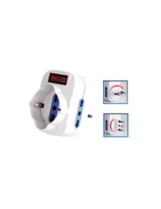 ADATTATORE ROTANTE 2 PRESE BIPASSO 2P+T 10/16 A+ 1presa Schuko MELCHIONI 492518057 MKC CAVI-PRESE-PROLUNGHE